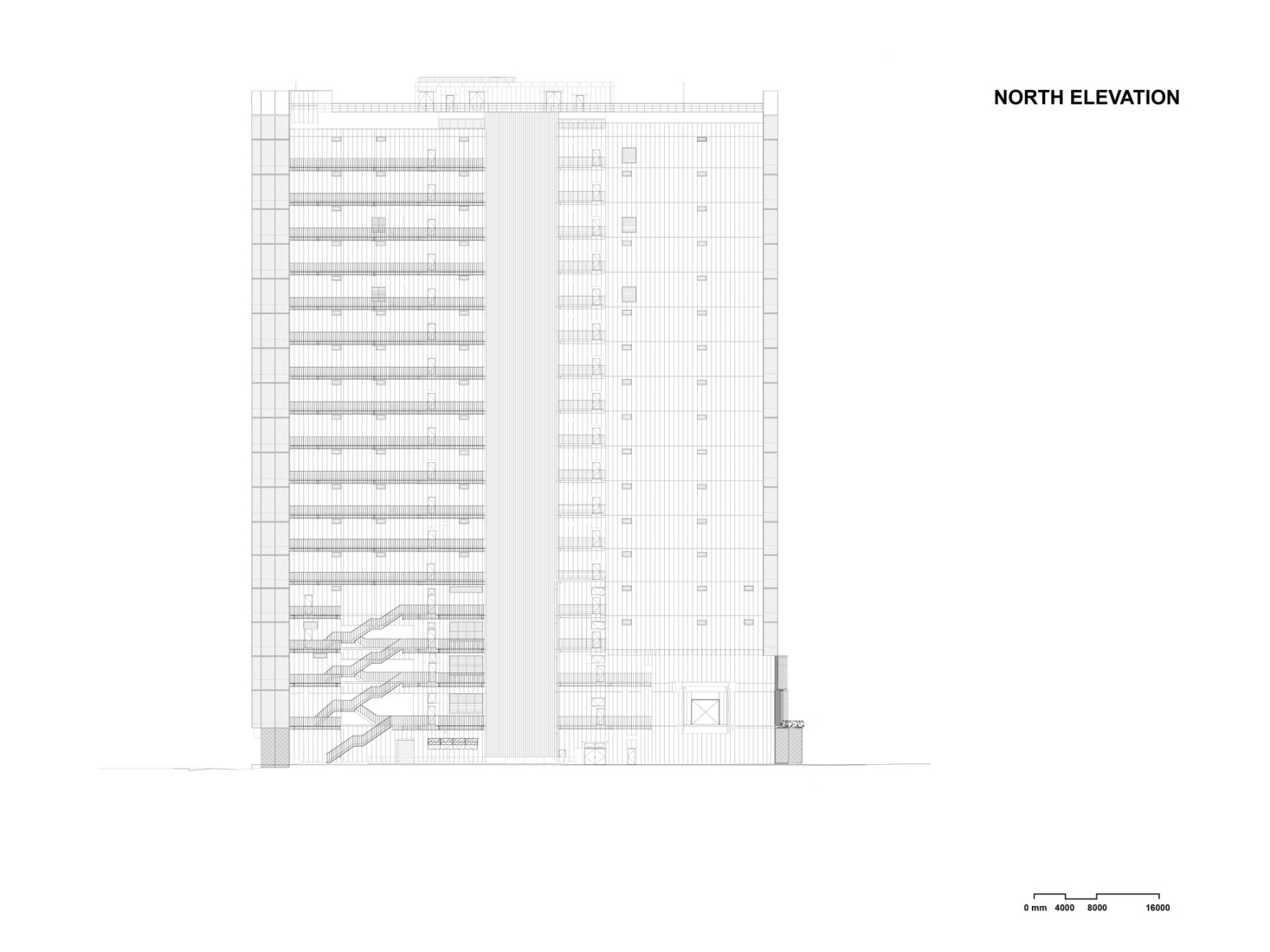 North Elevation. Tenjin Business Center II by OMA. 
