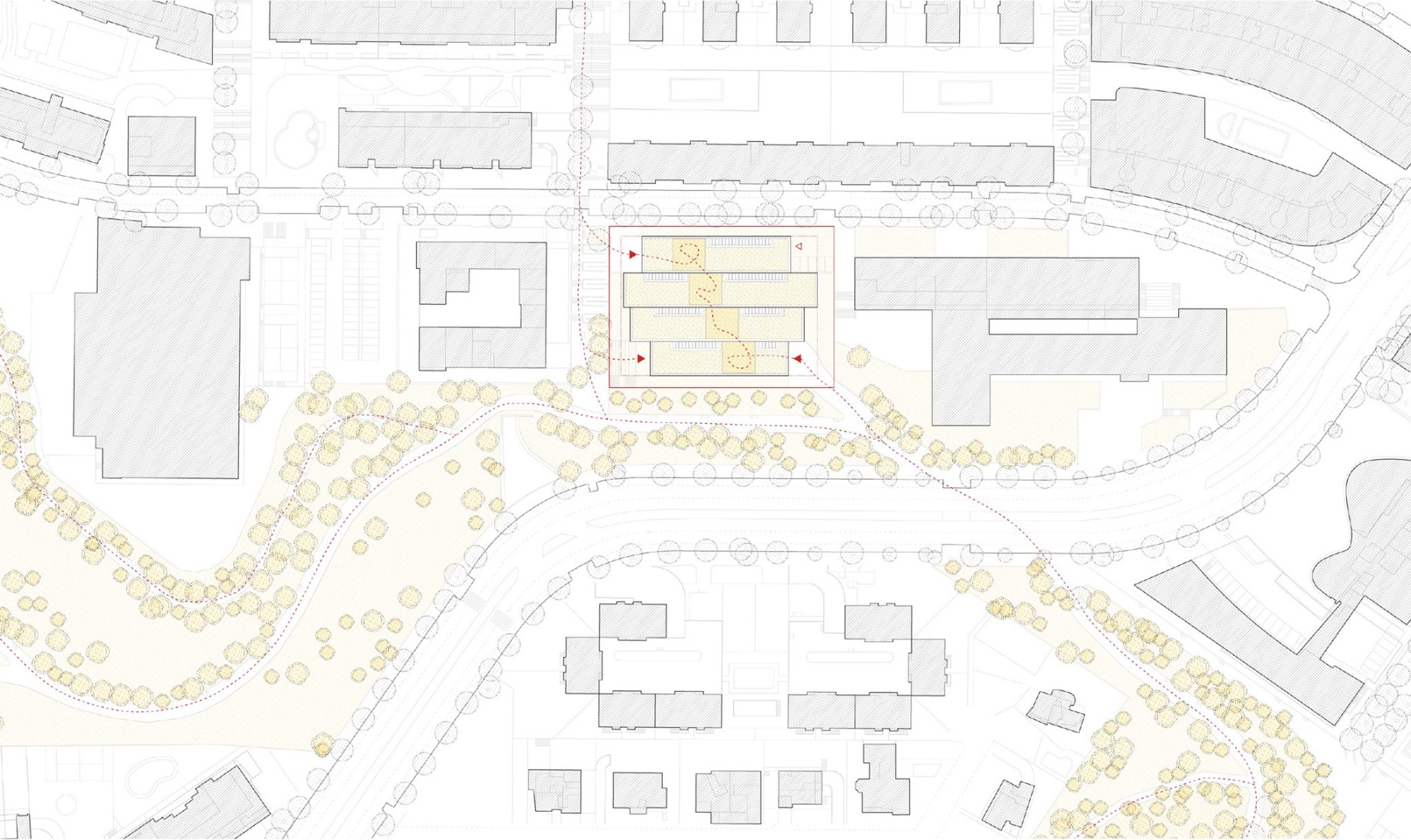 Plano de situación. Espacio Joven en Parquesol por Pereira-Royo Arquitectos.