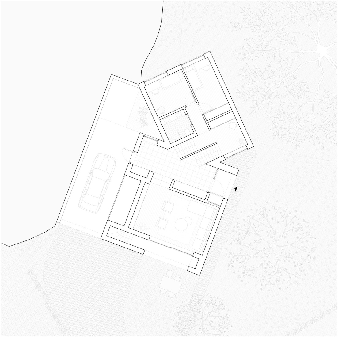 Plano de planta baja. Villa Ris por R21 Arkitekter.