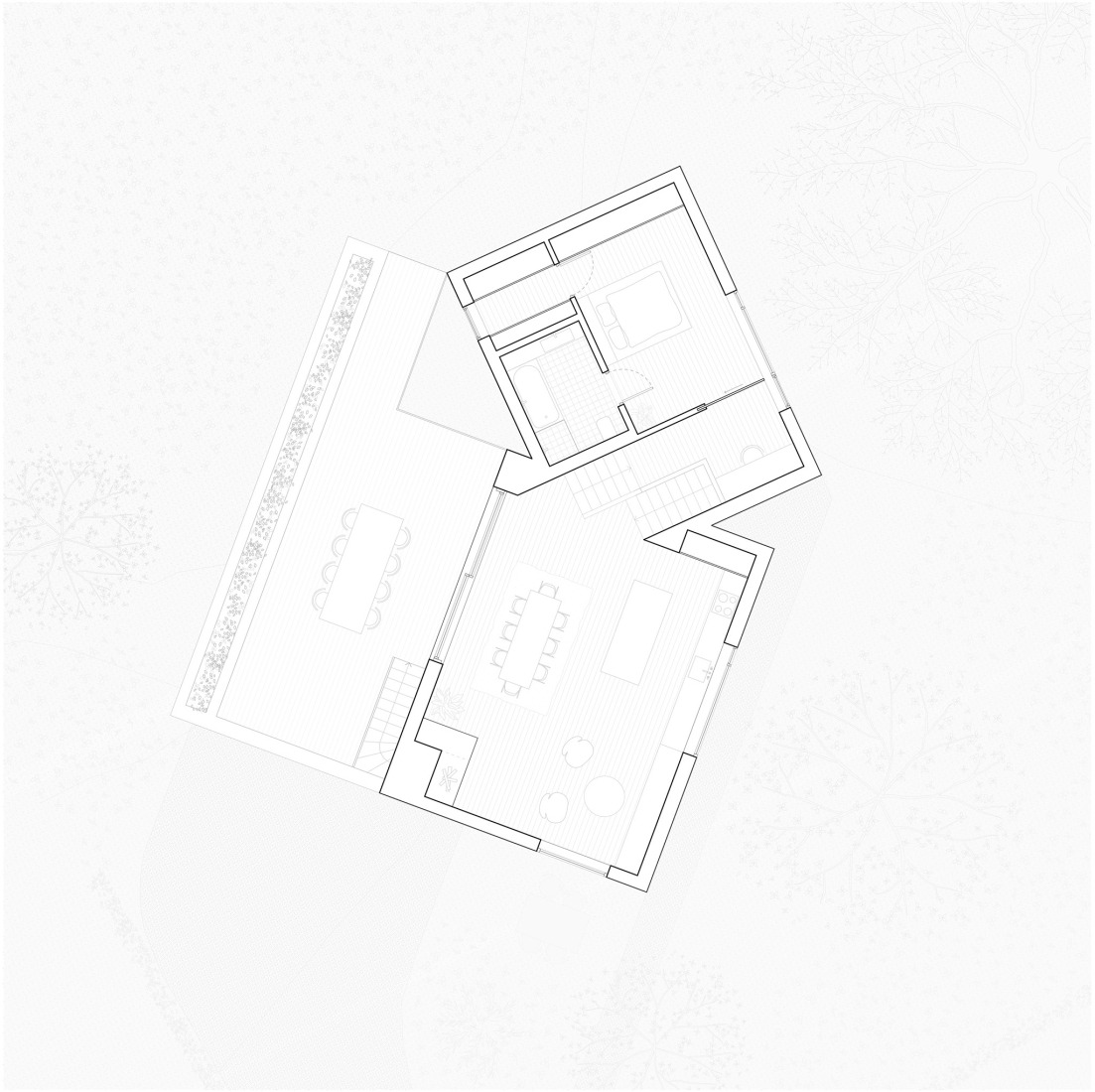 Plano de primera planta. Villa Ris por R21 Arkitekter.