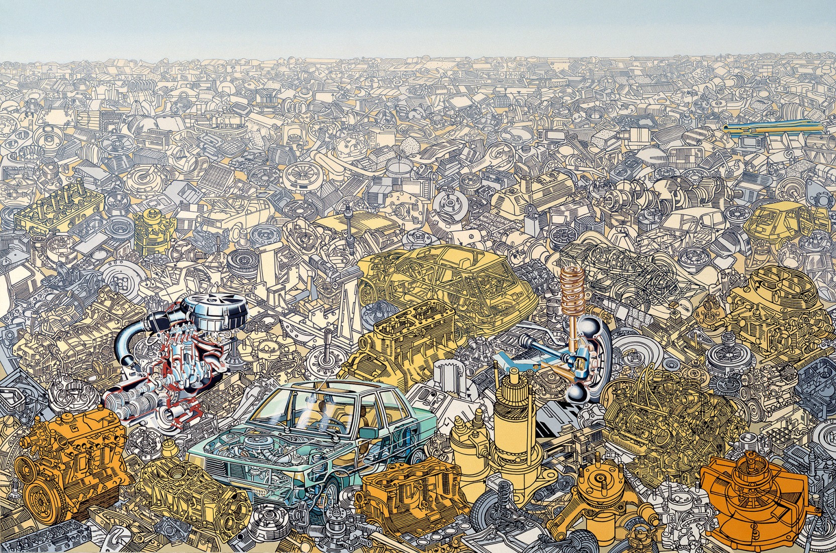 Erró. Motor Scape, 1984. Photograph by Georges Poncet. Courtesy of Renault Fund for Art and Culture, ADAGP 2026.