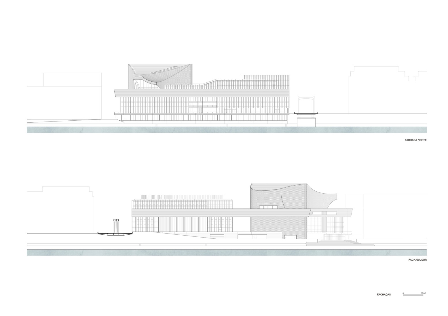 Elevations. Le Large – Pointe des Arts Art Center – Seguin Island by RCR Arquitectes + CALQ Architects. Courtesy of RCR Arquitectes.