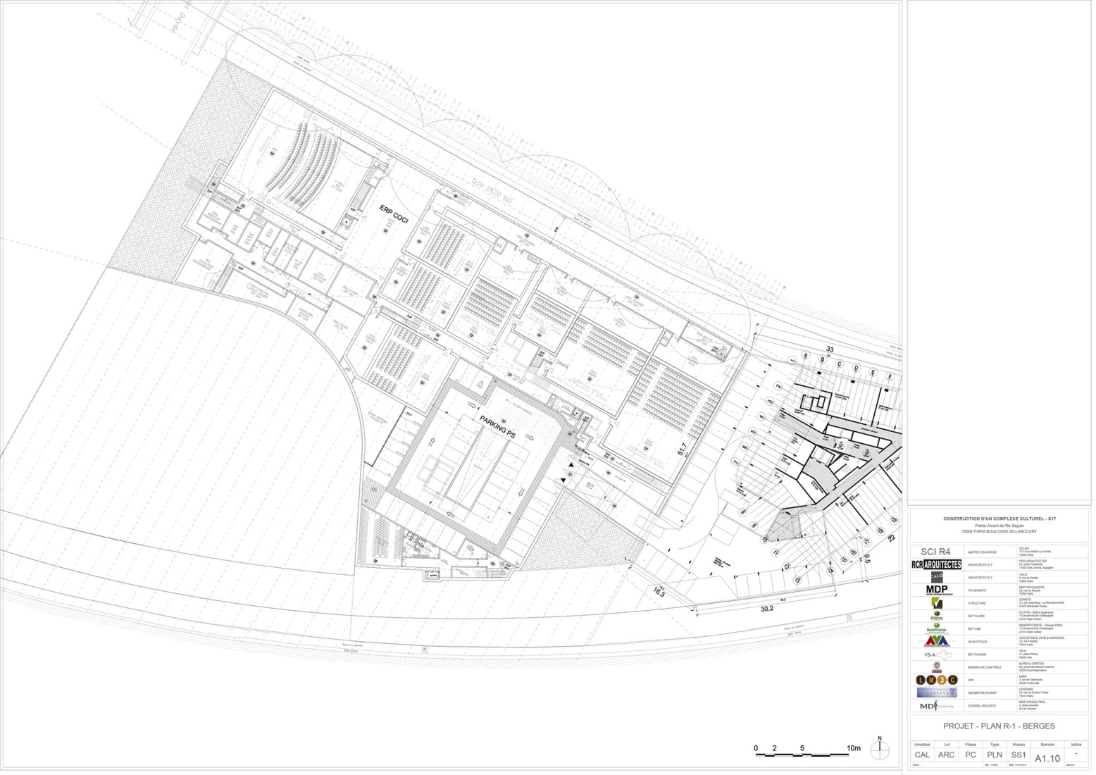 -1 basement floor plan. Le Large – Pointe des Arts Art Center – Seguin Island by RCR Arquitectes + CALQ Architects. Courtesy of RCR Arquitectes.