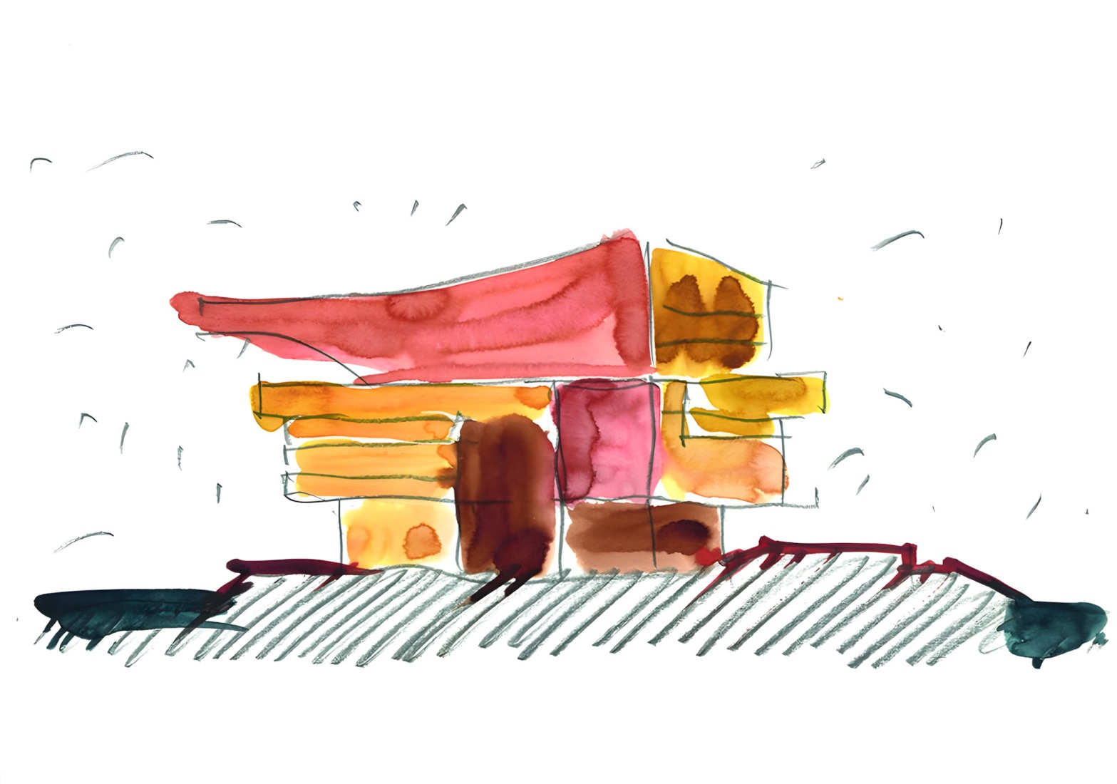Watercolor. Le Large – Pointe des Arts Art Center – Seguin Island by RCR Arquitectes + CALQ Architects. Courtesy of RCR Arquitectes.