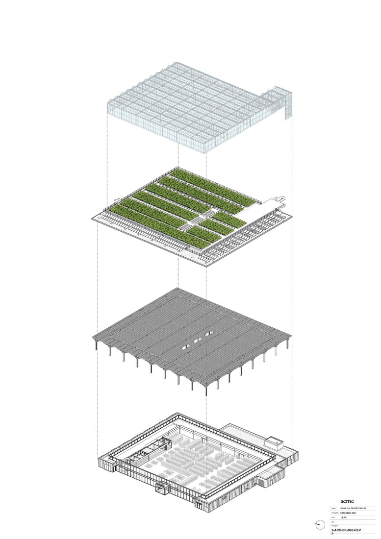 Axonometry. REWE Green Farming Berlin by ACME.