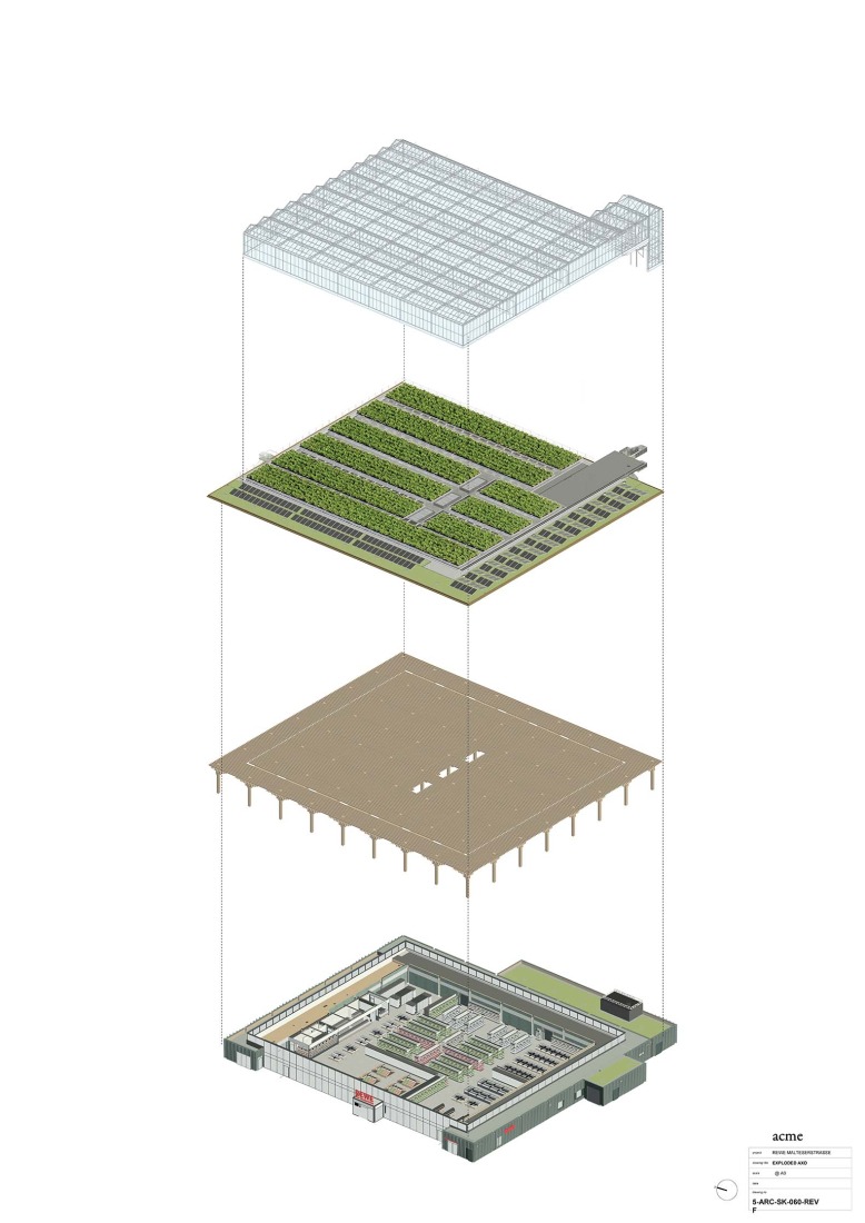 Axonometry. REWE Green Farming Berlin by ACME.