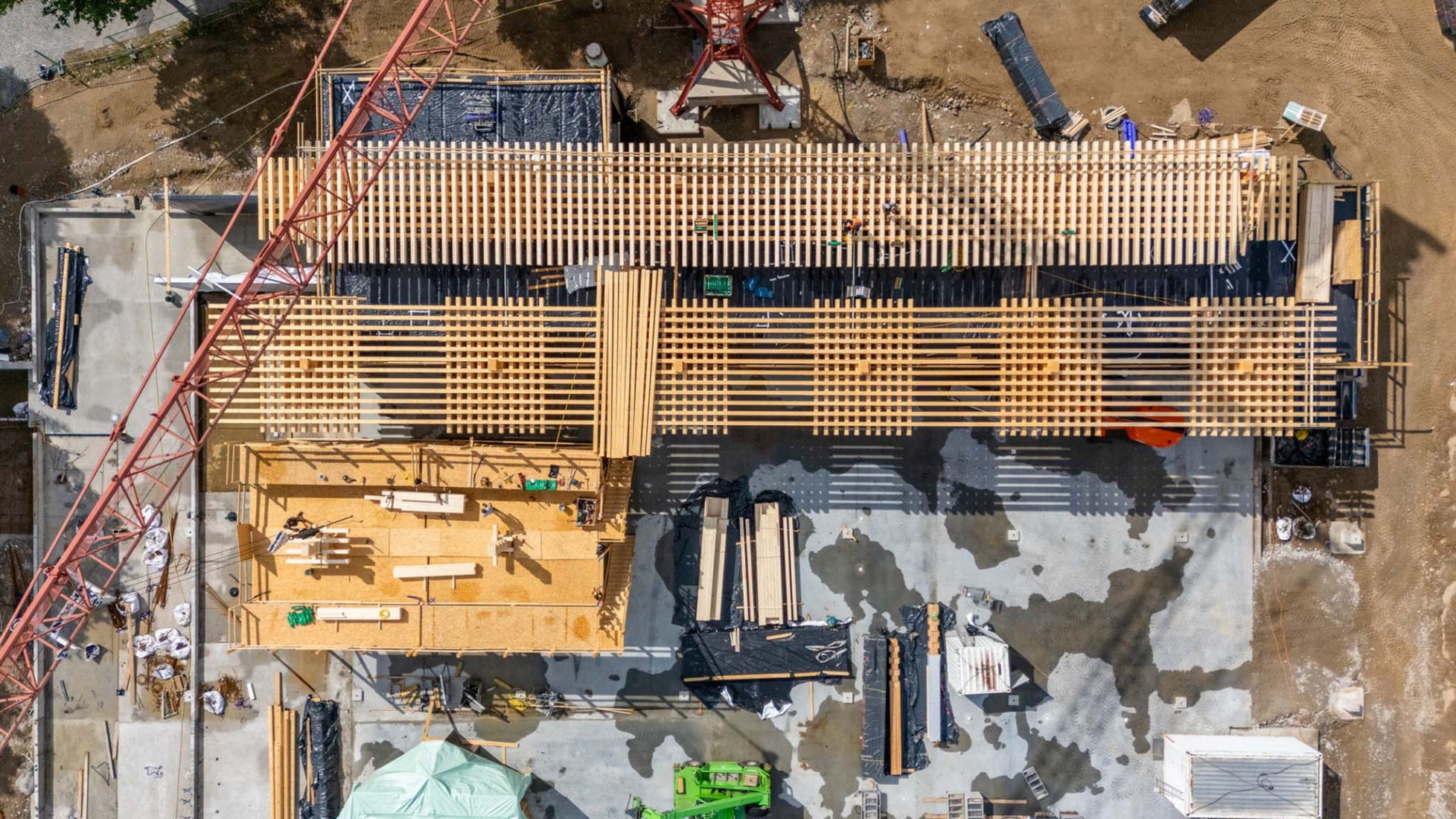 Construction process. REWE Green Farming Berlin by ACME. Photograph by Christoph Große.