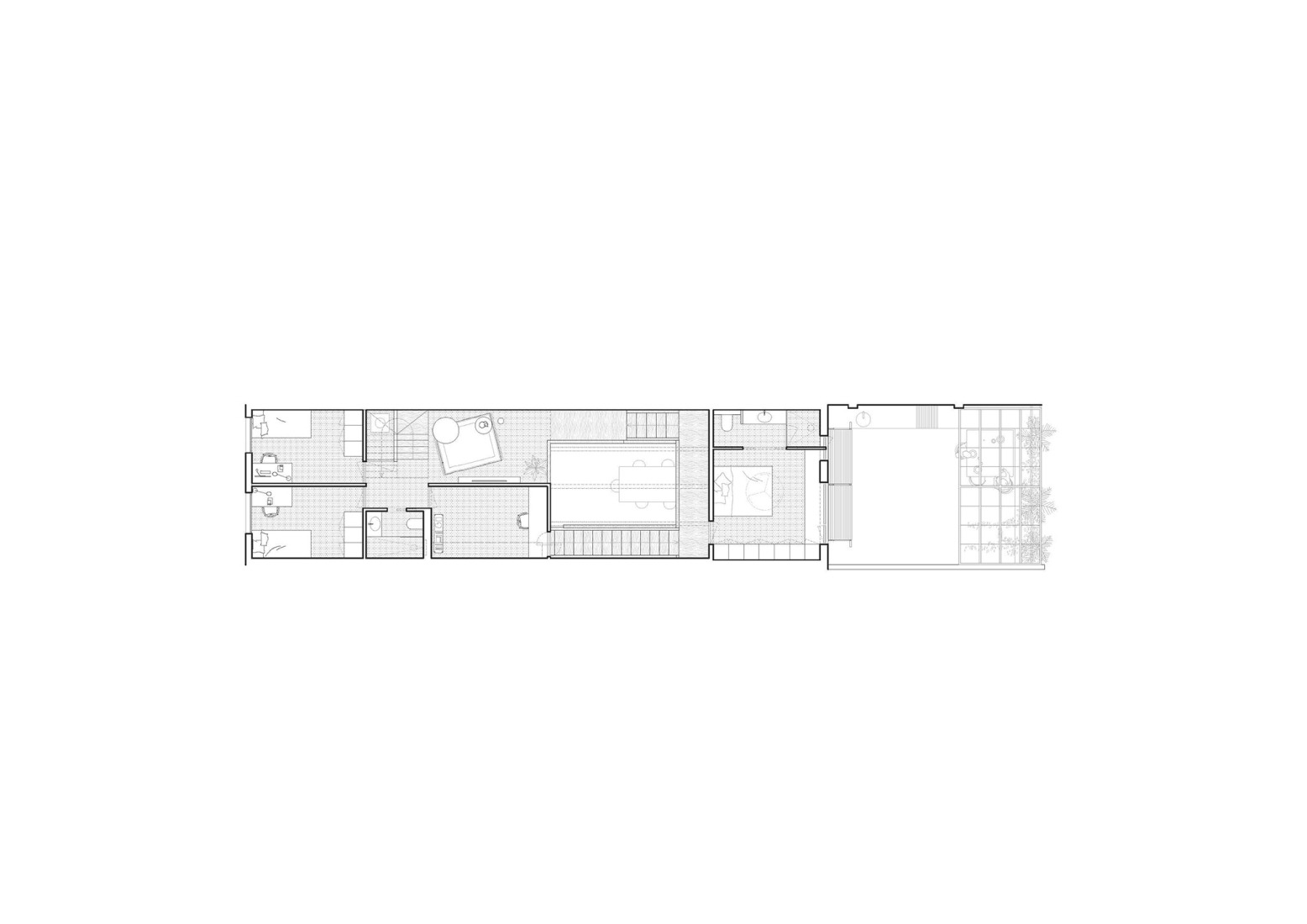 First floor plan. Villa V by Aramé Studio.
