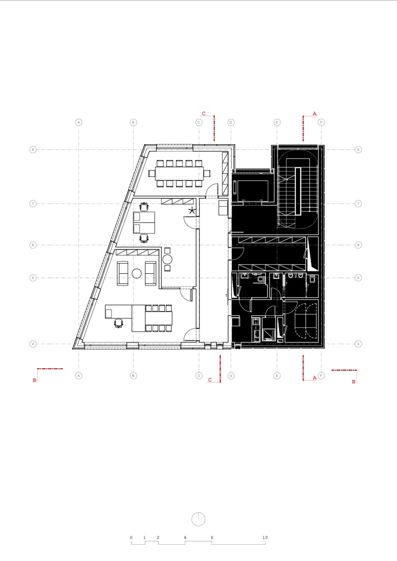 Eight floor plan. Prague Fire and Rescue Service, by Architektura.