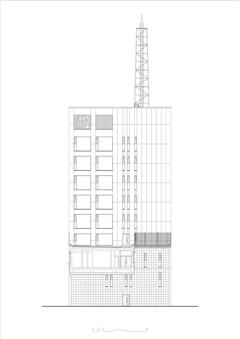 South elevation. Prague Fire and Rescue Service, by Architektura.