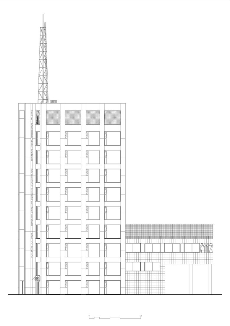 Northwest elevation. Prague Fire and Rescue Service, by Architektura.