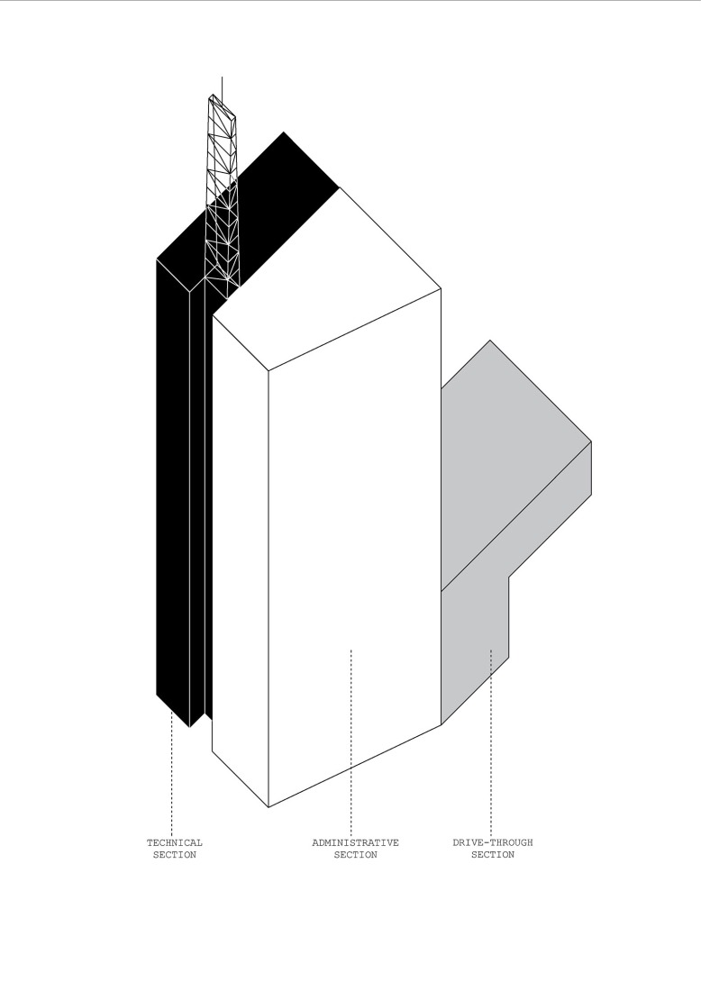 Axonometry. Prague Fire and Rescue Service, by Architektura.