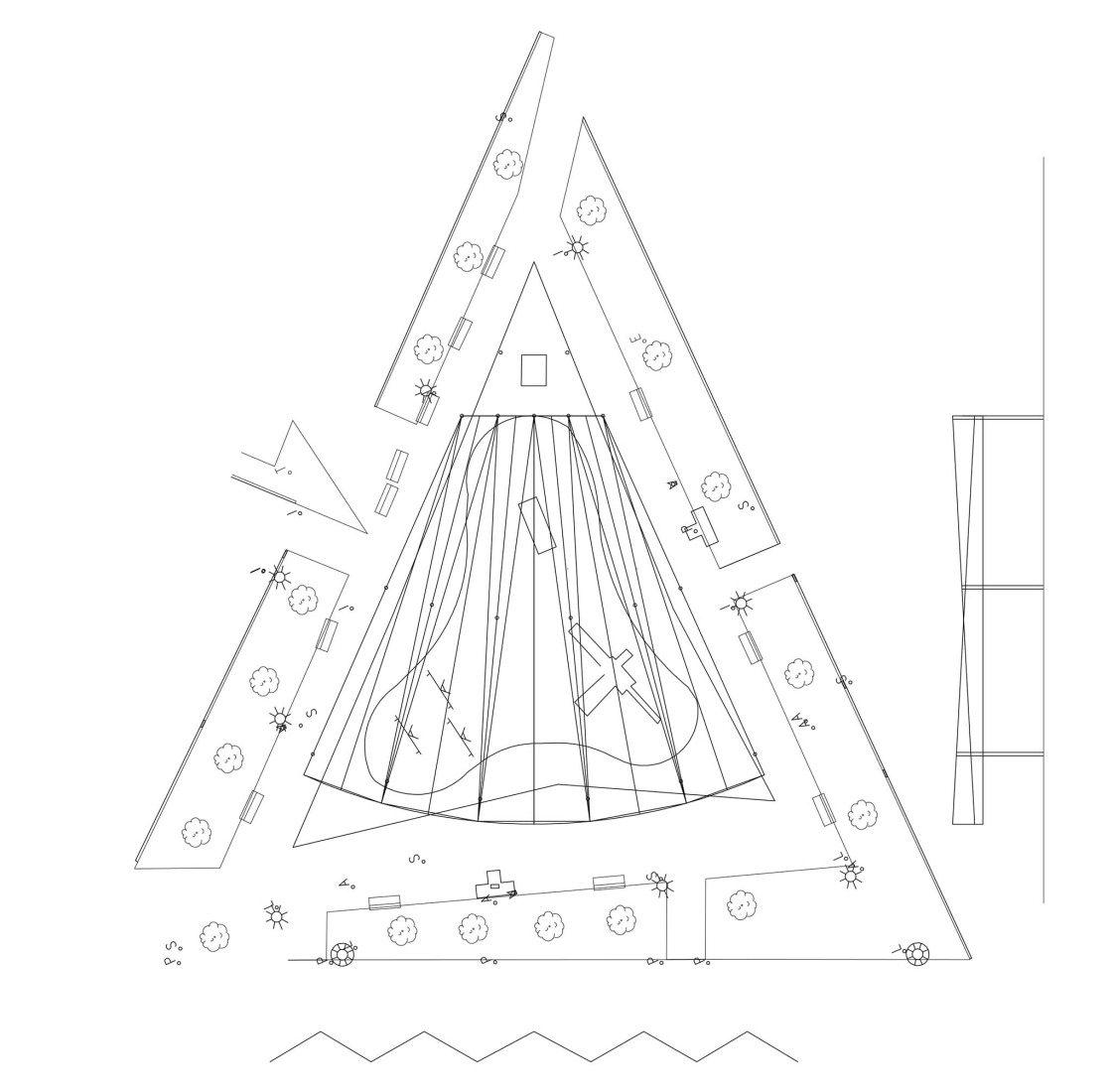 Boceto. Cubierta para parque infantil en Hernani por Arktelier. 