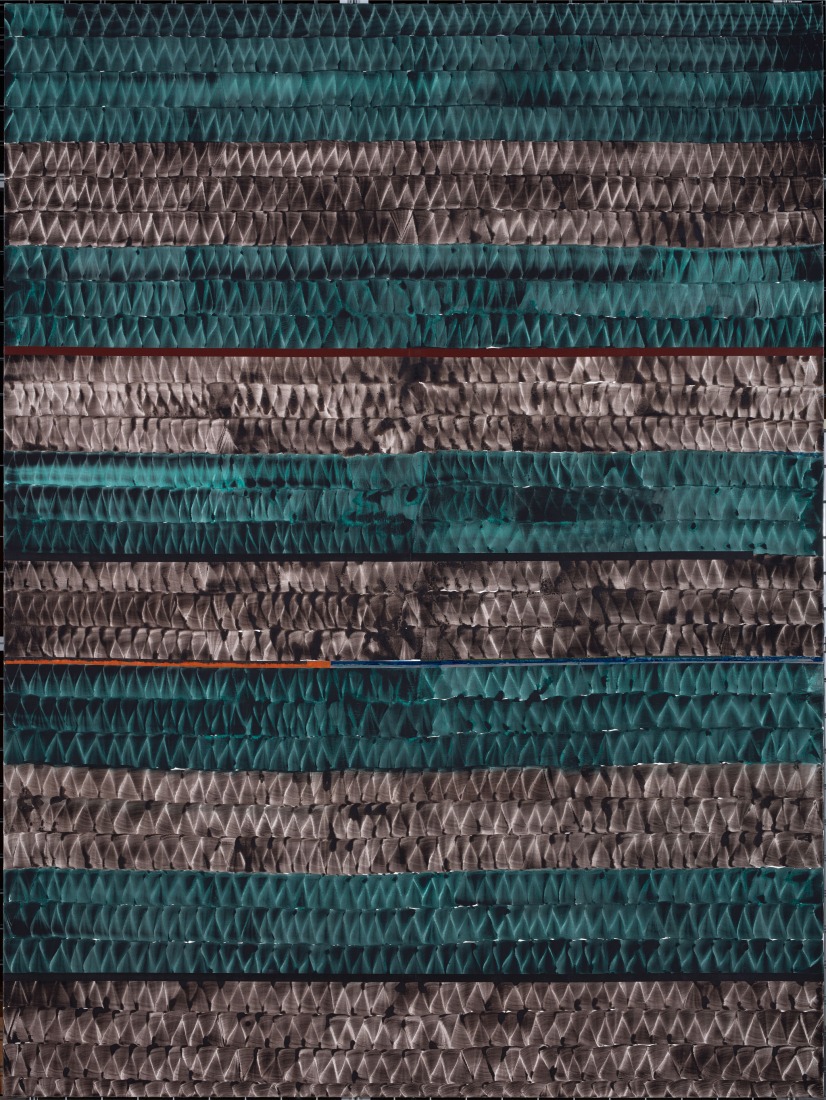 Juan Uslé (Santander, 1954). Soñé que revelabas (Sutlej Indo), 2018. Vinyl, dispersion, and dry pigment on canvas, 305 x 227 cm. Banco Santander Collection.