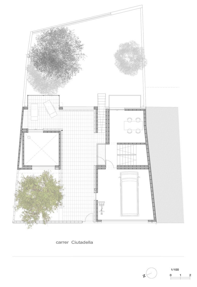Plano de planta baja. Casa de la Higuera por Comas-Pont arquitectes.