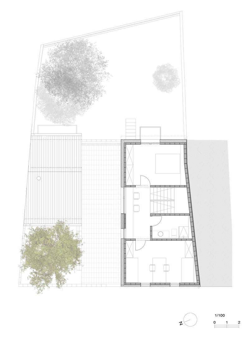 Plano de primera planta. Casa de la Higuera por Comas-Pont arquitectes.