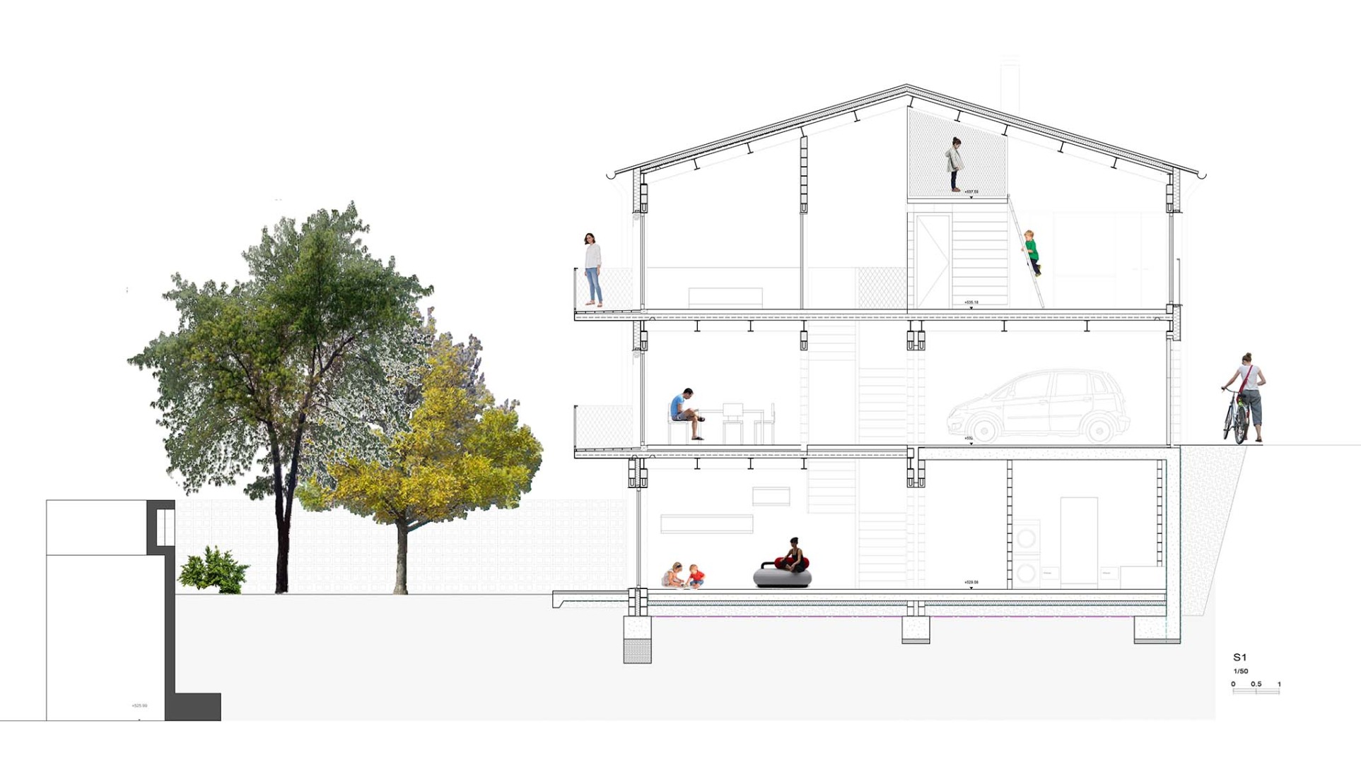 Sección. Casa de la Higuera por Comas-Pont arquitectes.