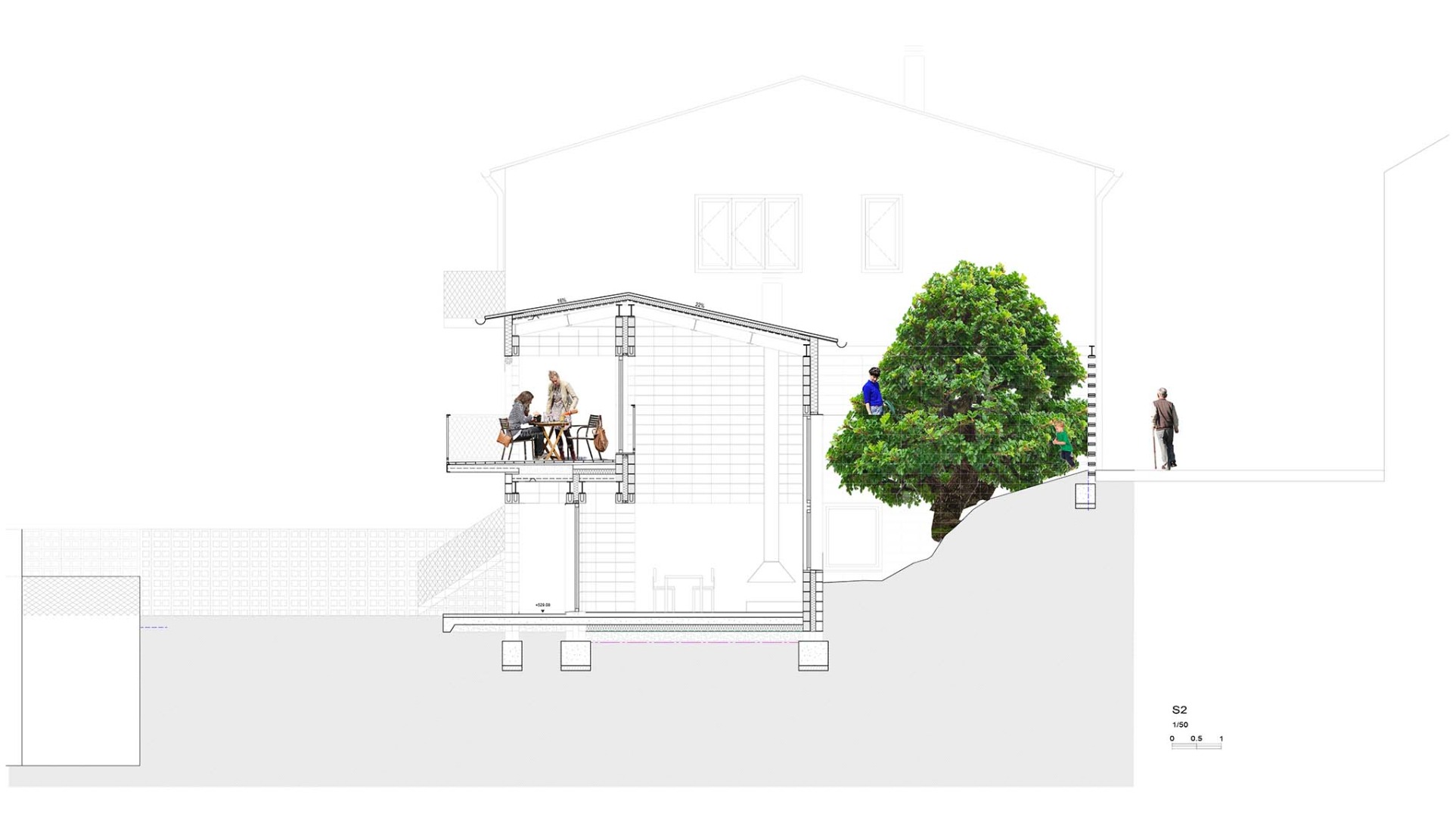 Sección. Casa de la Higuera por Comas-Pont arquitectes.