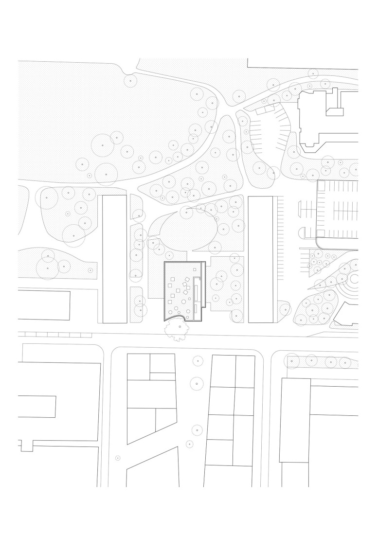 Site plan. Dance, Music and Theatre Conservatoire in Massy by Dominique Coulon & associés. 