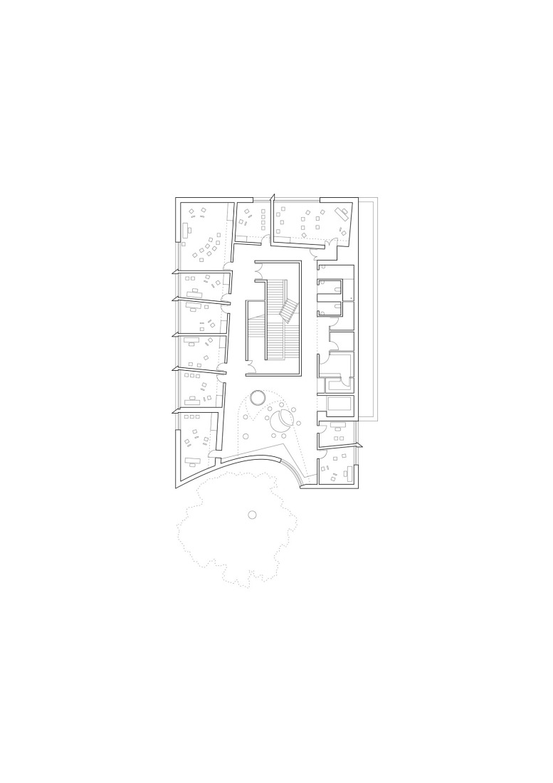 First floor plan. Dance, Music and Theatre Conservatoire in Massy by Dominique Coulon & associés. 