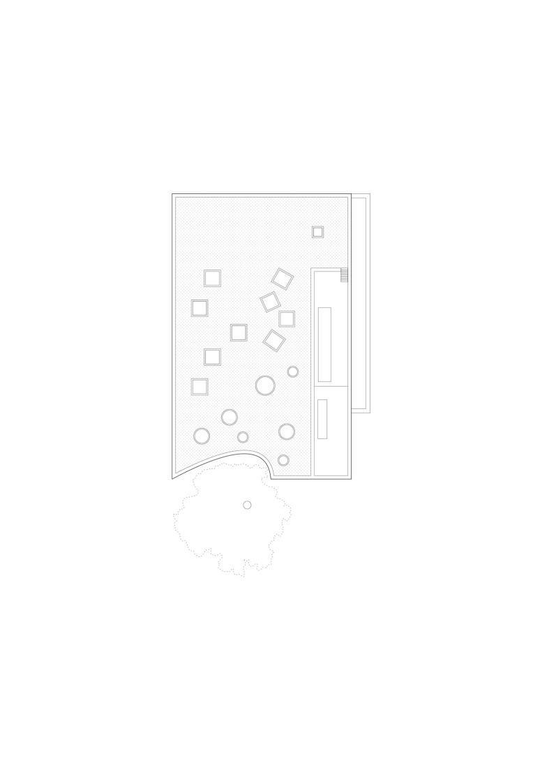 Rooftop floor plan. Dance, Music and Theatre Conservatoire in Massy by Dominique Coulon & associés.