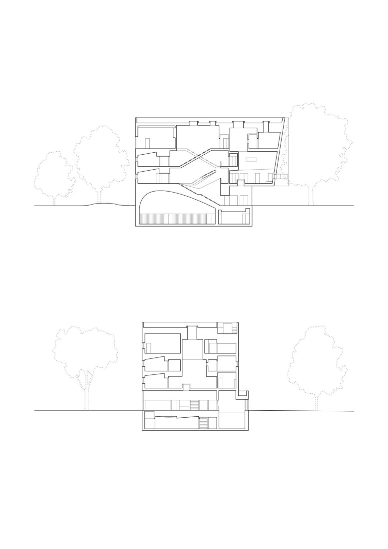 Sections. Dance, Music and Theatre Conservatoire in Massy by Dominique Coulon & associés. 