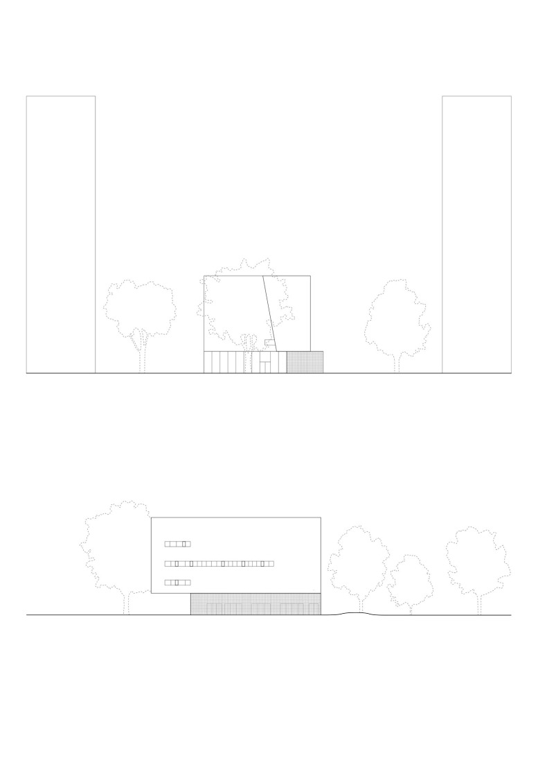 Elevations. Dance, Music and Theatre Conservatoire in Massy by Dominique Coulon & associés. 