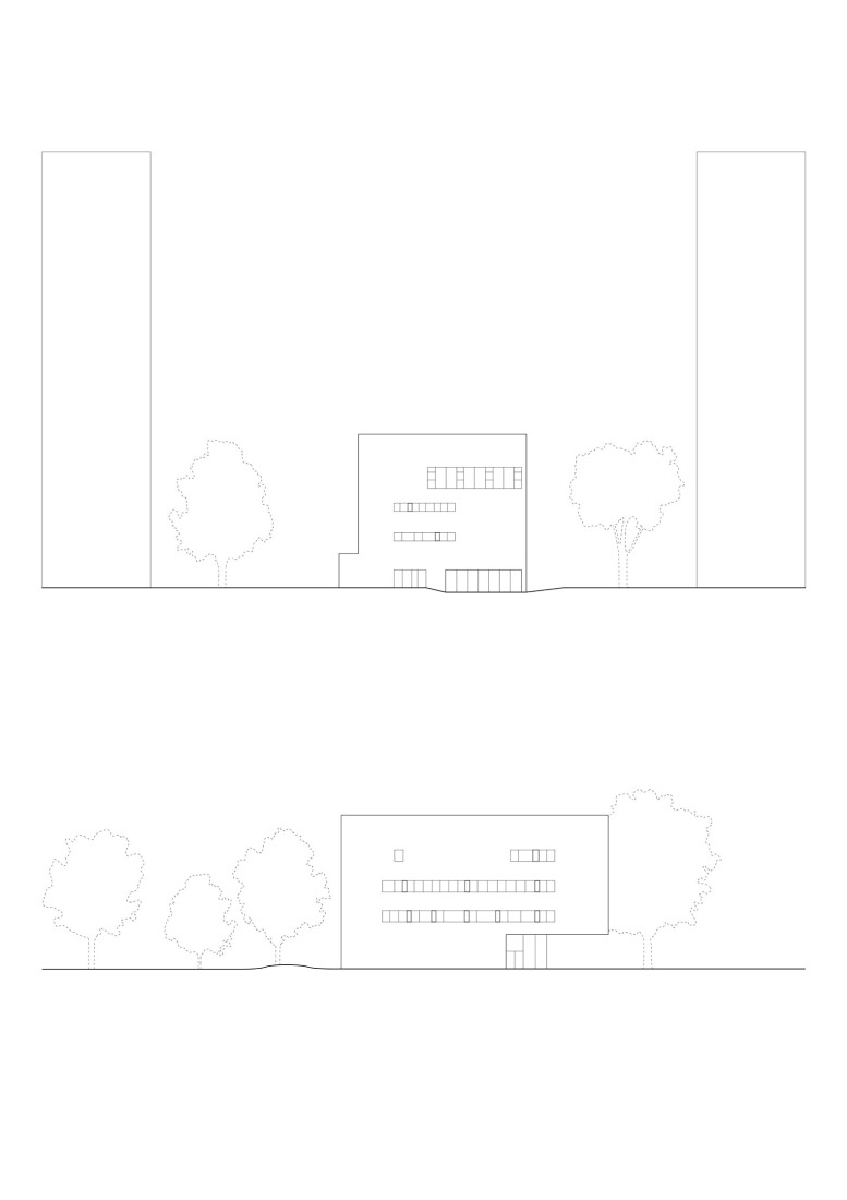 Elevations. Dance, Music and Theatre Conservatoire in Massy by Dominique Coulon & associés. 
