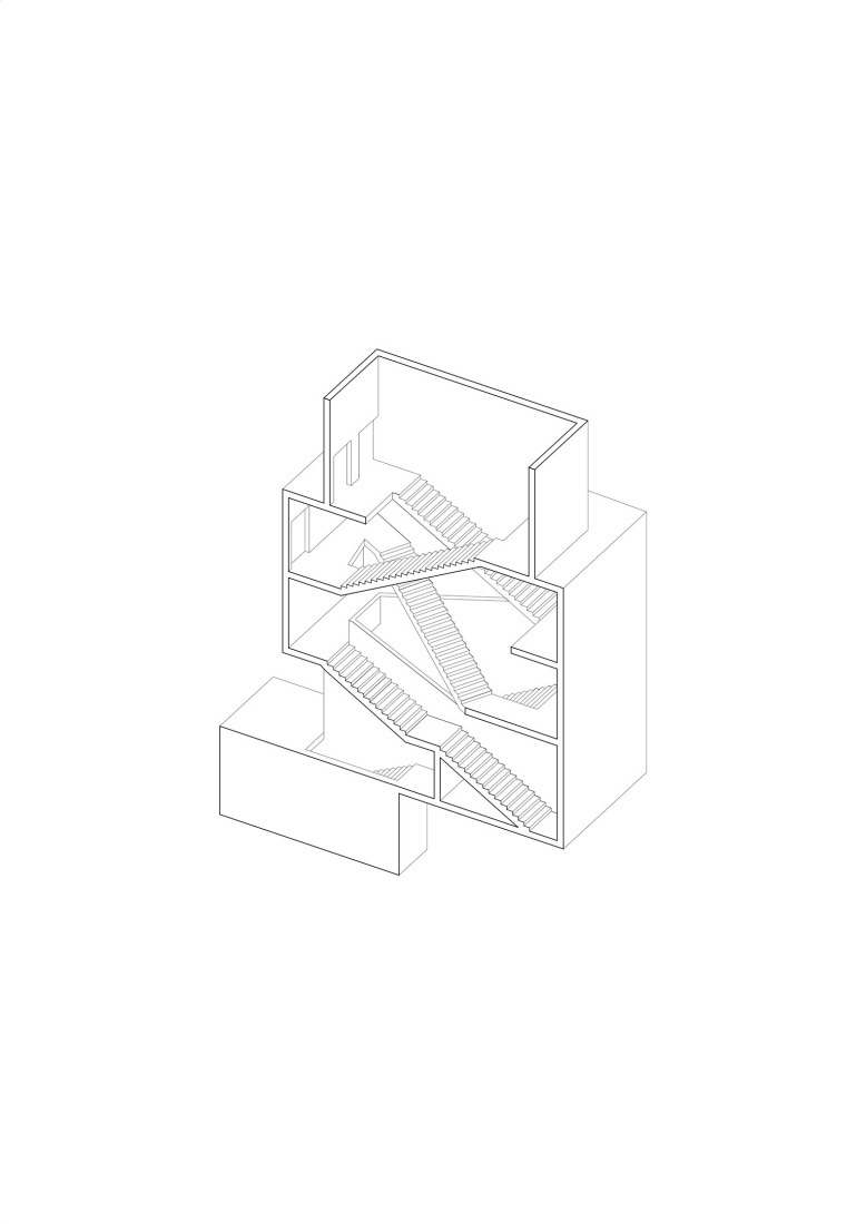 Axonometry. Dance, Music and Theatre Conservatoire in Massy by Dominique Coulon & associés.