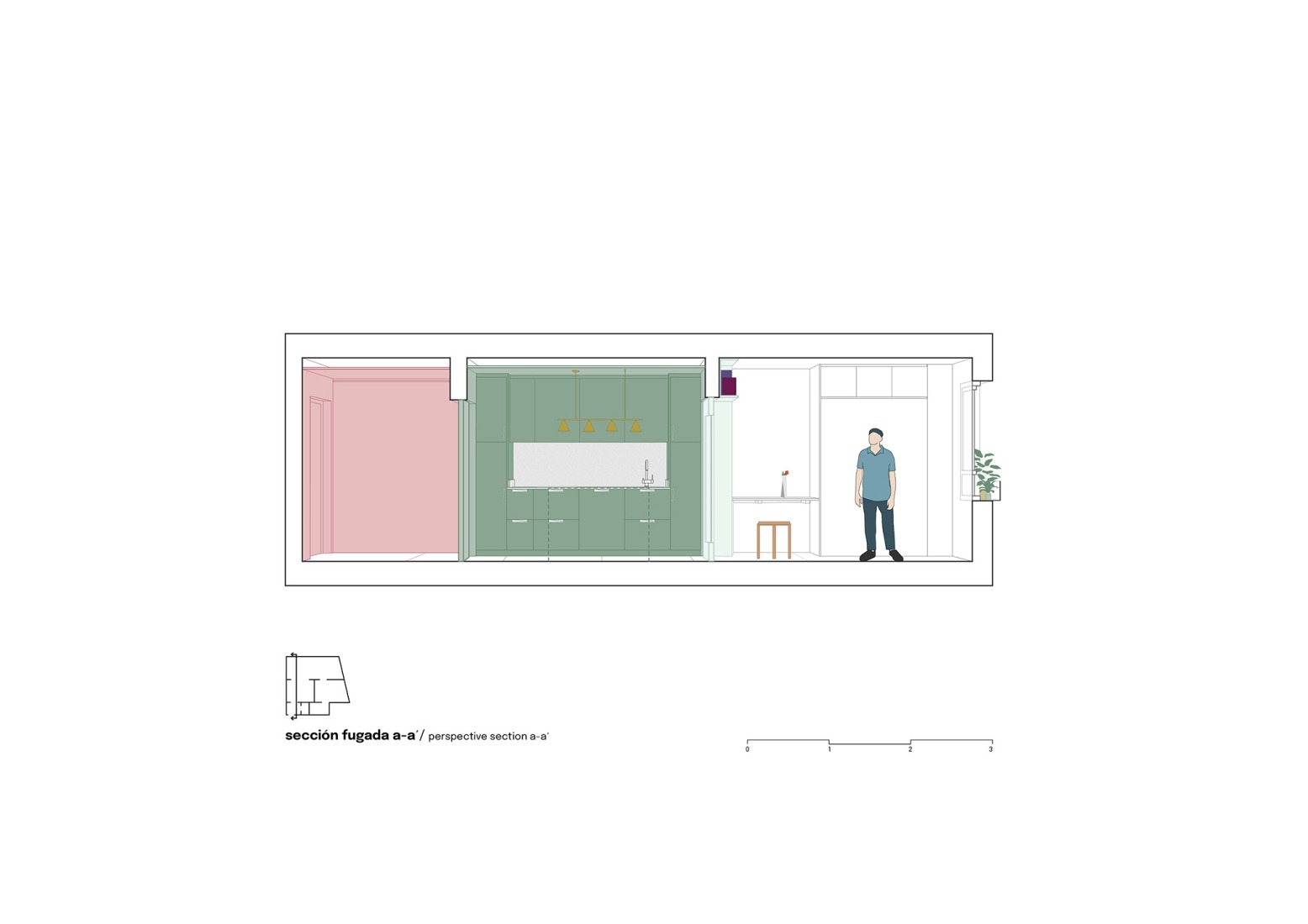 Perspective section. Casa POP by gon architects.