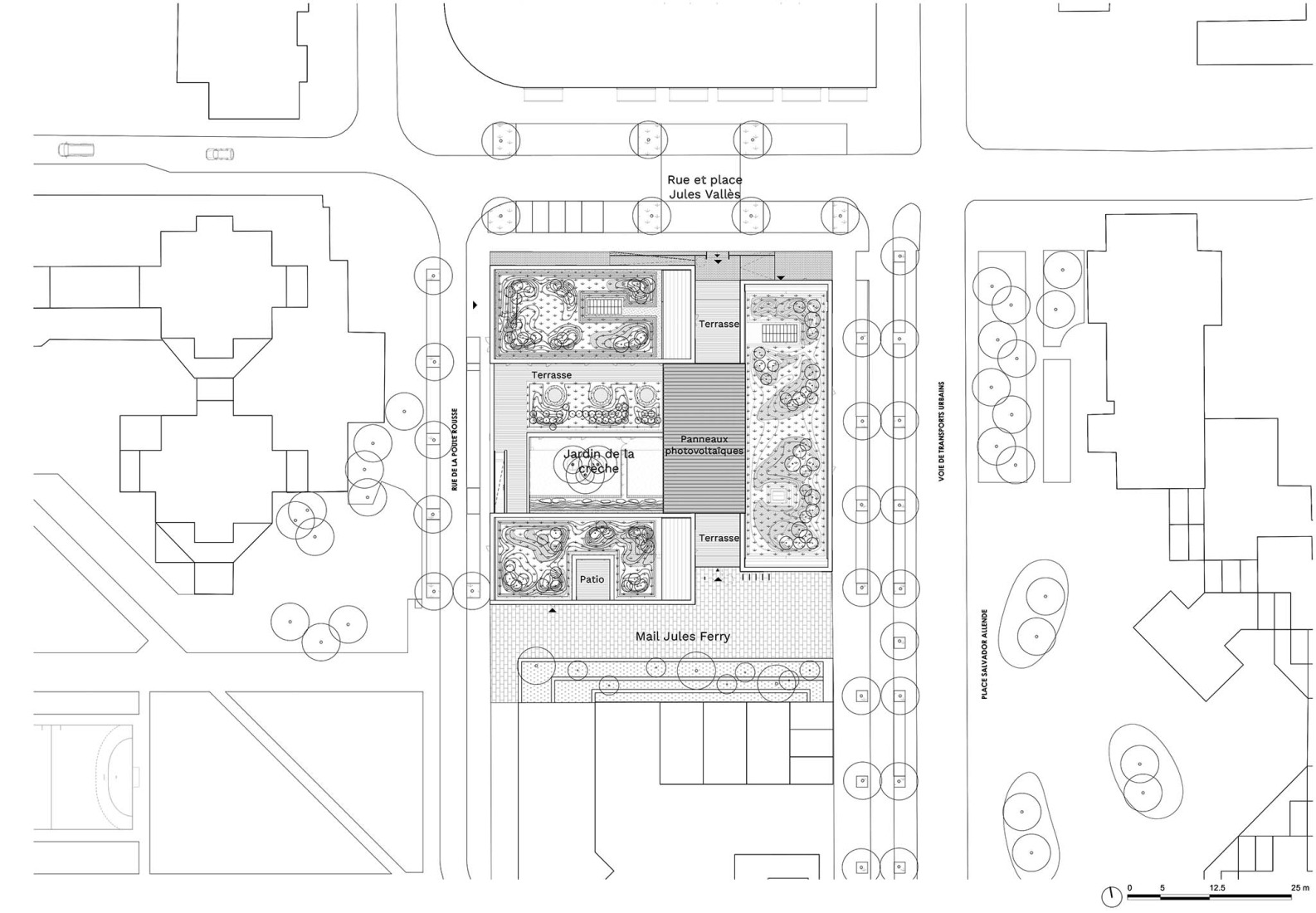 Site plan. Jacques Prévert Public Services Center by HEMAA. 
