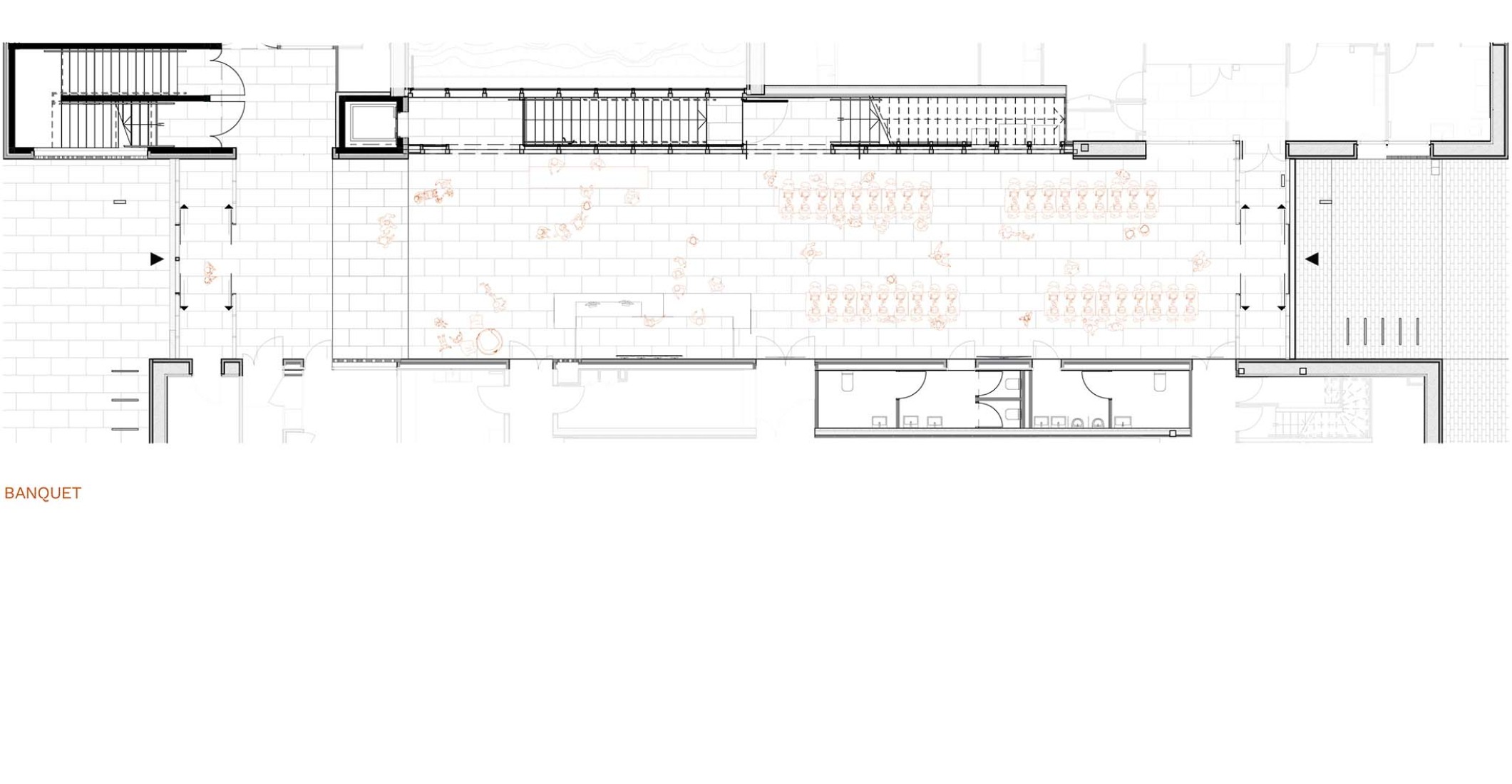 Dinner floor plan. Jacques Prévert Public Services Center by HEMAA.