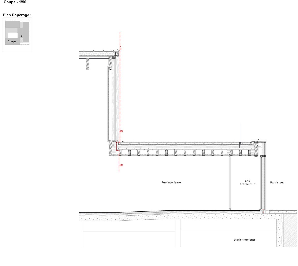 Constructive detail. Jacques Prévert Public Services Center by HEMAA.