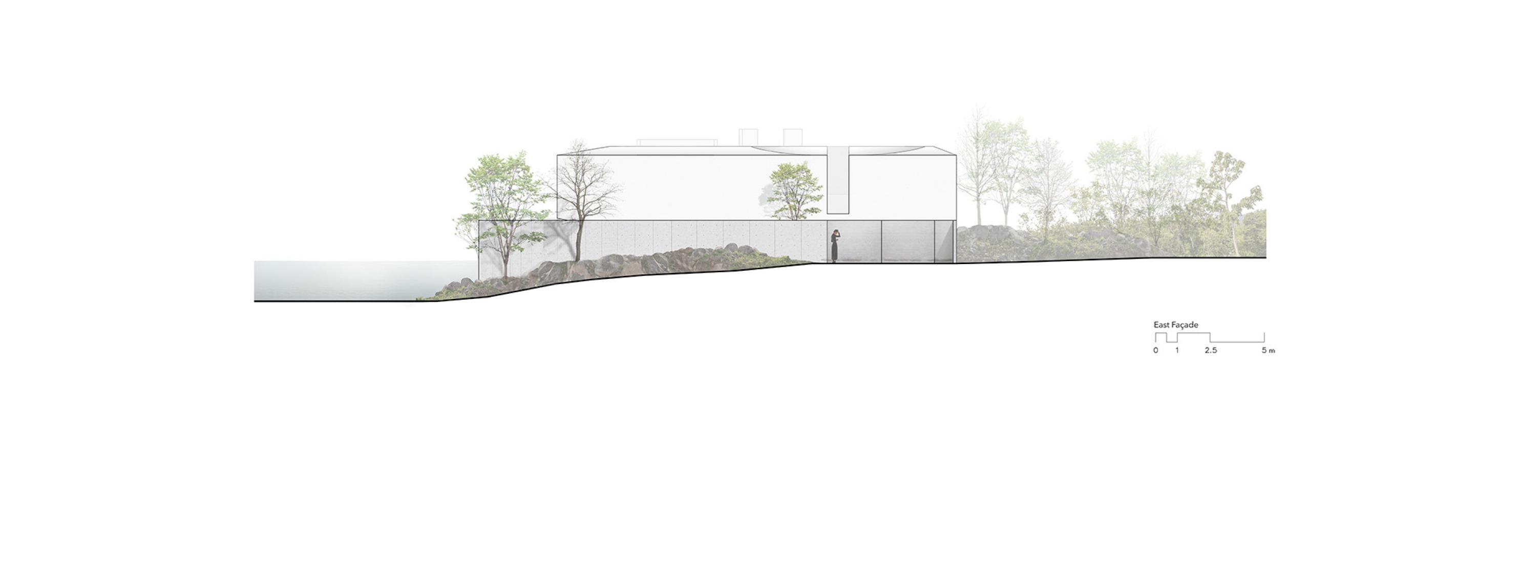 East elevation. Malonic House by HW Studio.