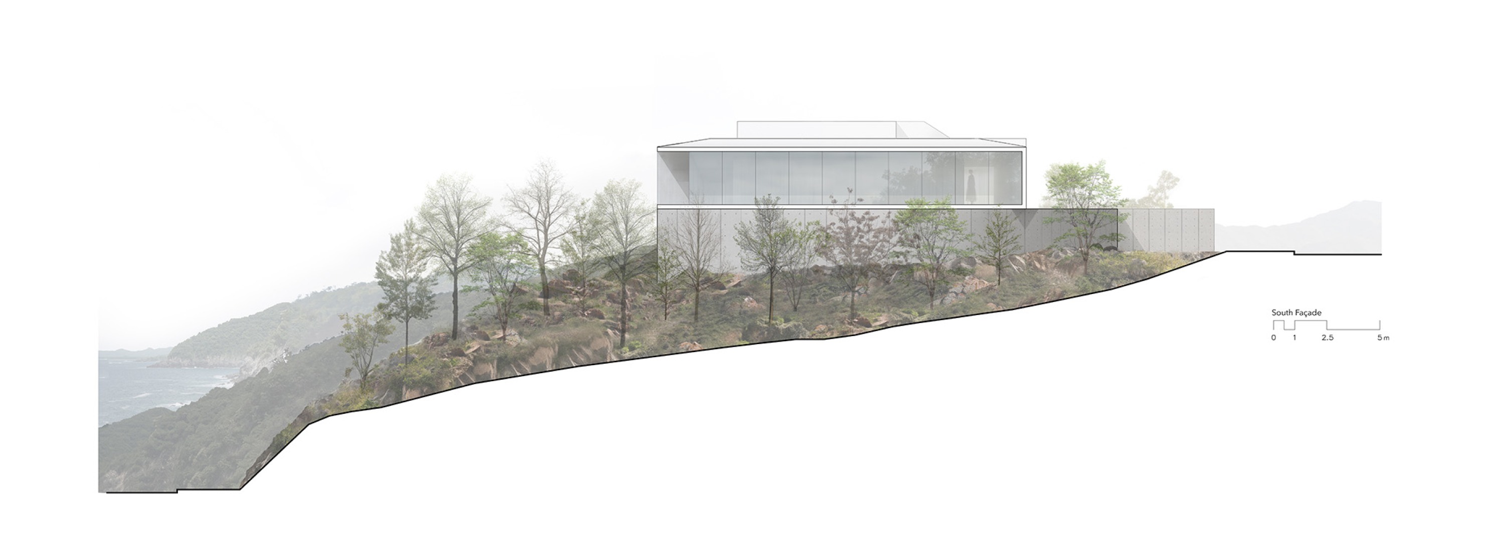 South elevation. Malonic House by HW Studio.