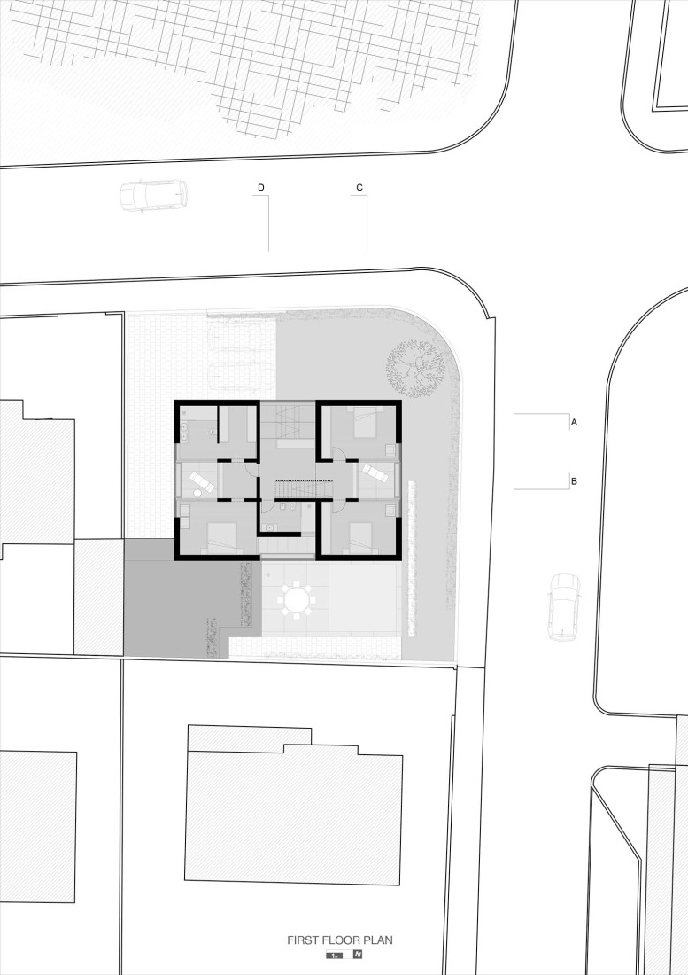 First floor plan. Casa Verde by M2 Senos Arquitectos.