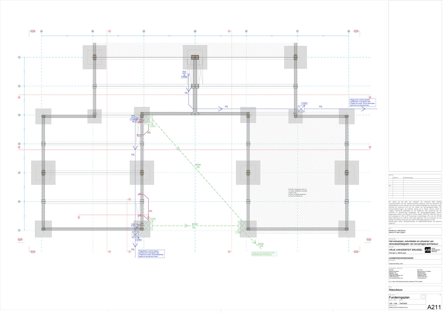 Foundation floor plan. WVDM Living Lab by MAKER architecten.