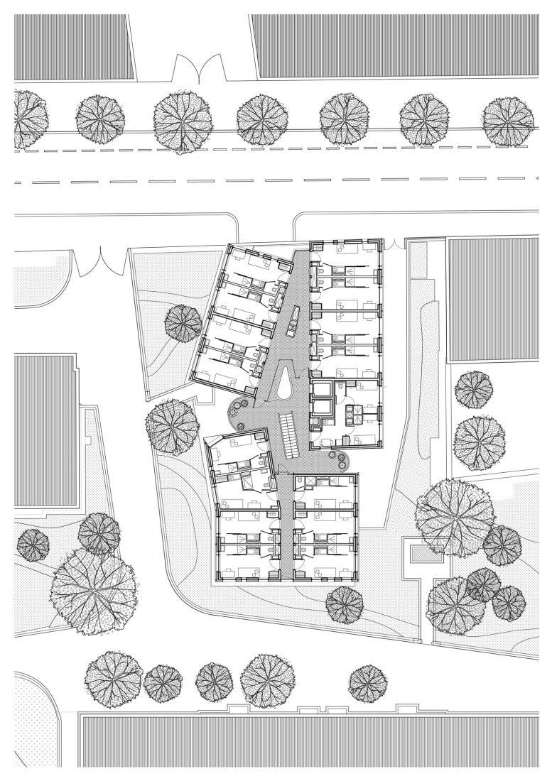Plano de planta baja. Residencia de estudiantes Lourmel por MARS Architectes.