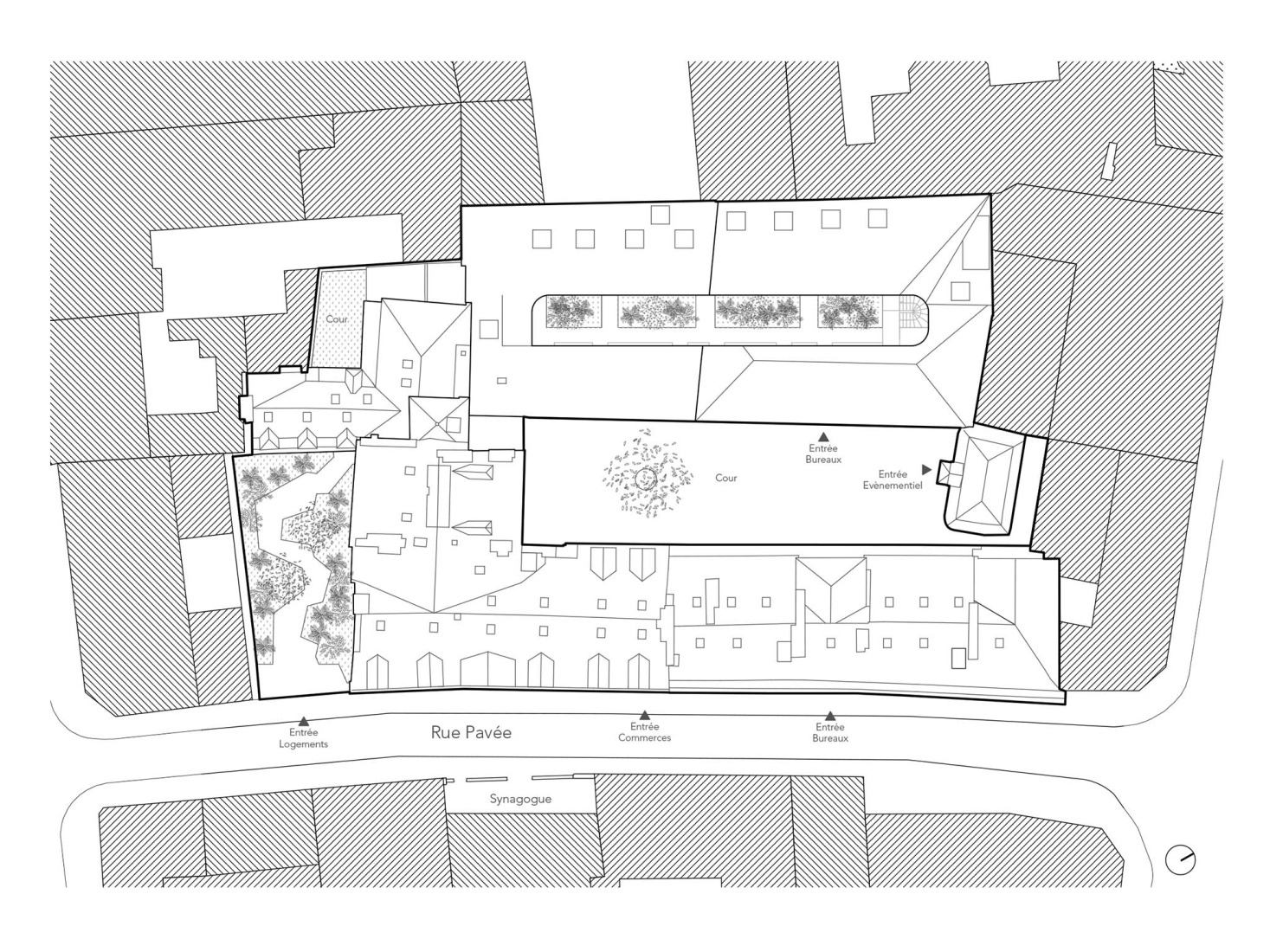 Site plan. Pavée Street by MARS Architectes. 