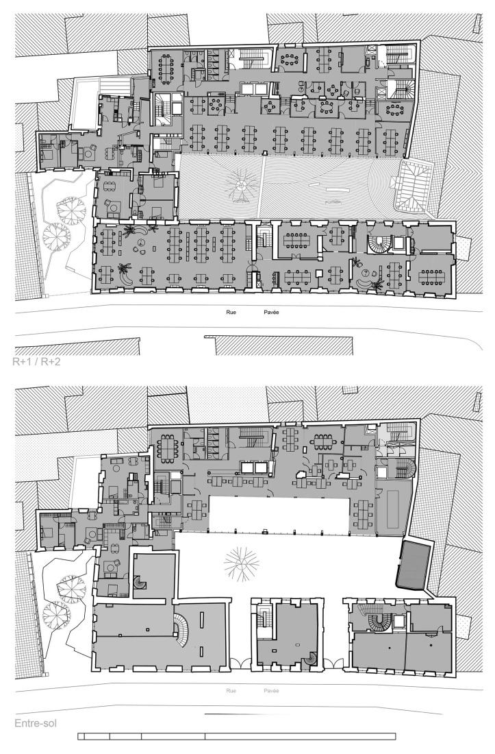 Planos de planta. Calle Pavée por MARS Architectes.  