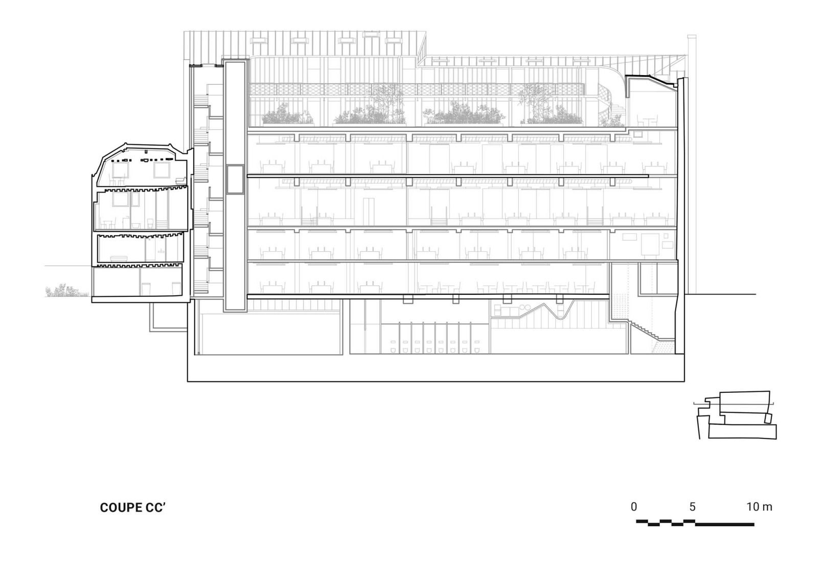 Section. Pavée Street by MARS Architectes.