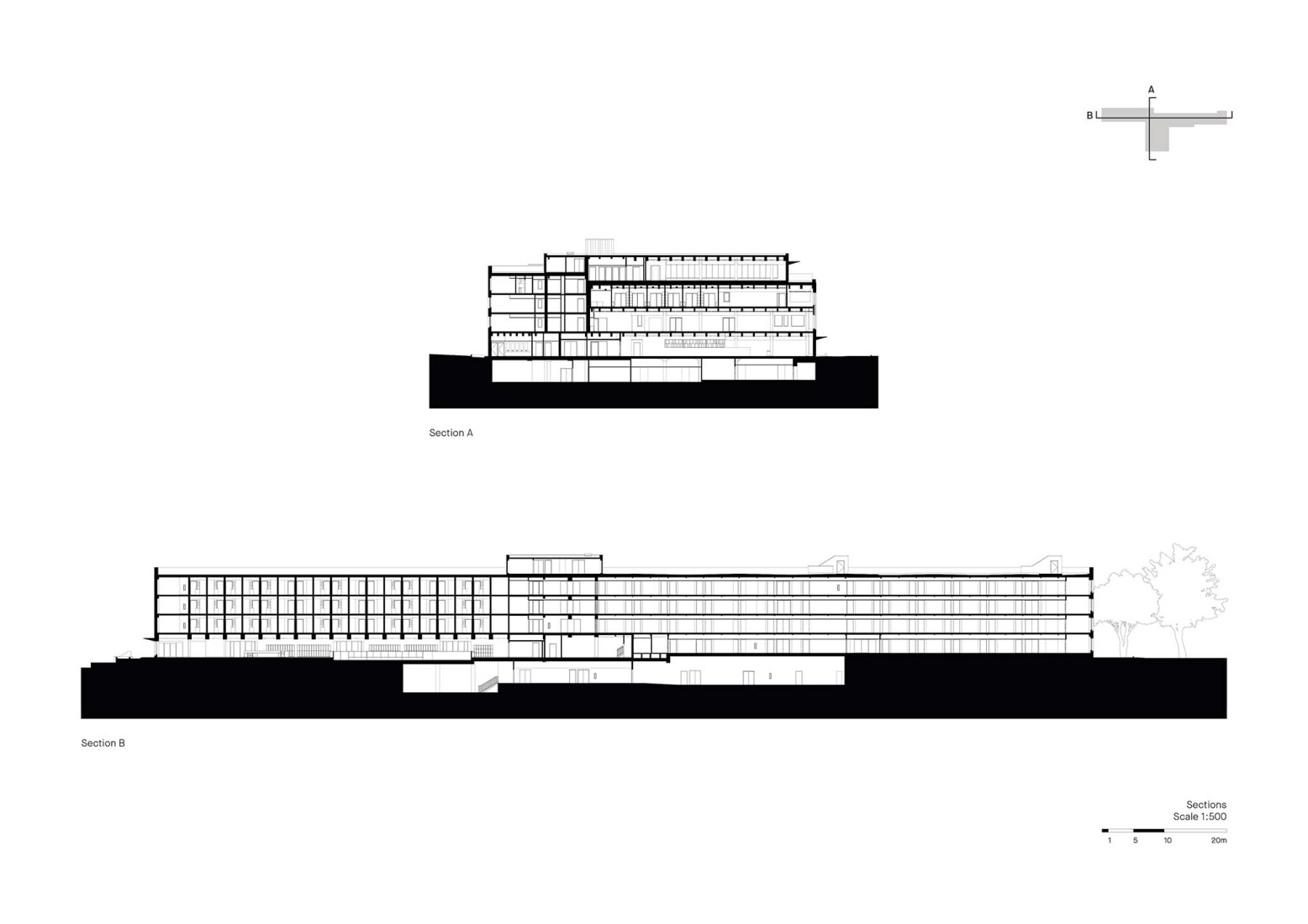 Sections. Trinity College Lawson Centre for Sustainability by Mecanoo + RDHA.