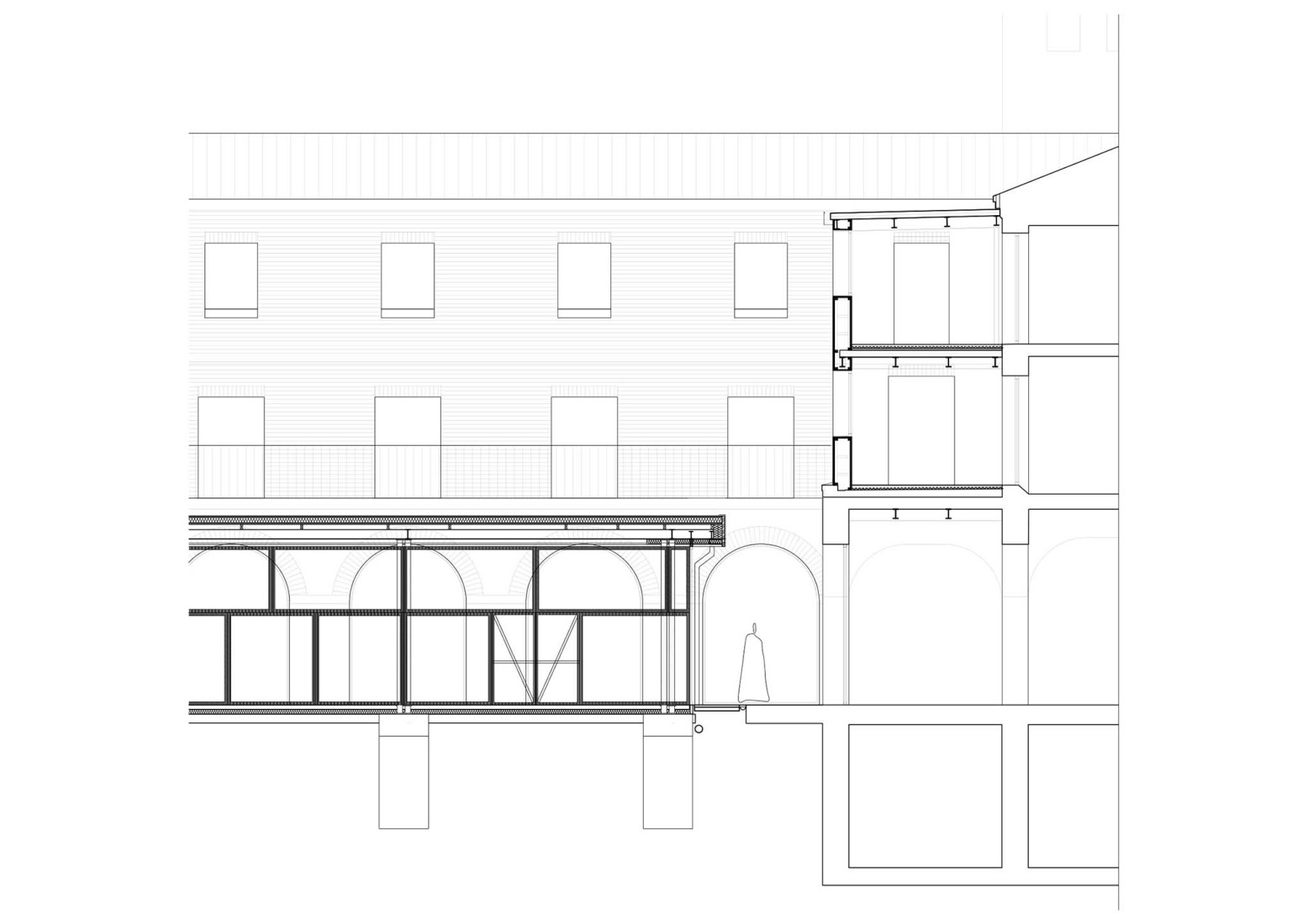 Section. Renovation and expansion of the Ideo School by MH10.