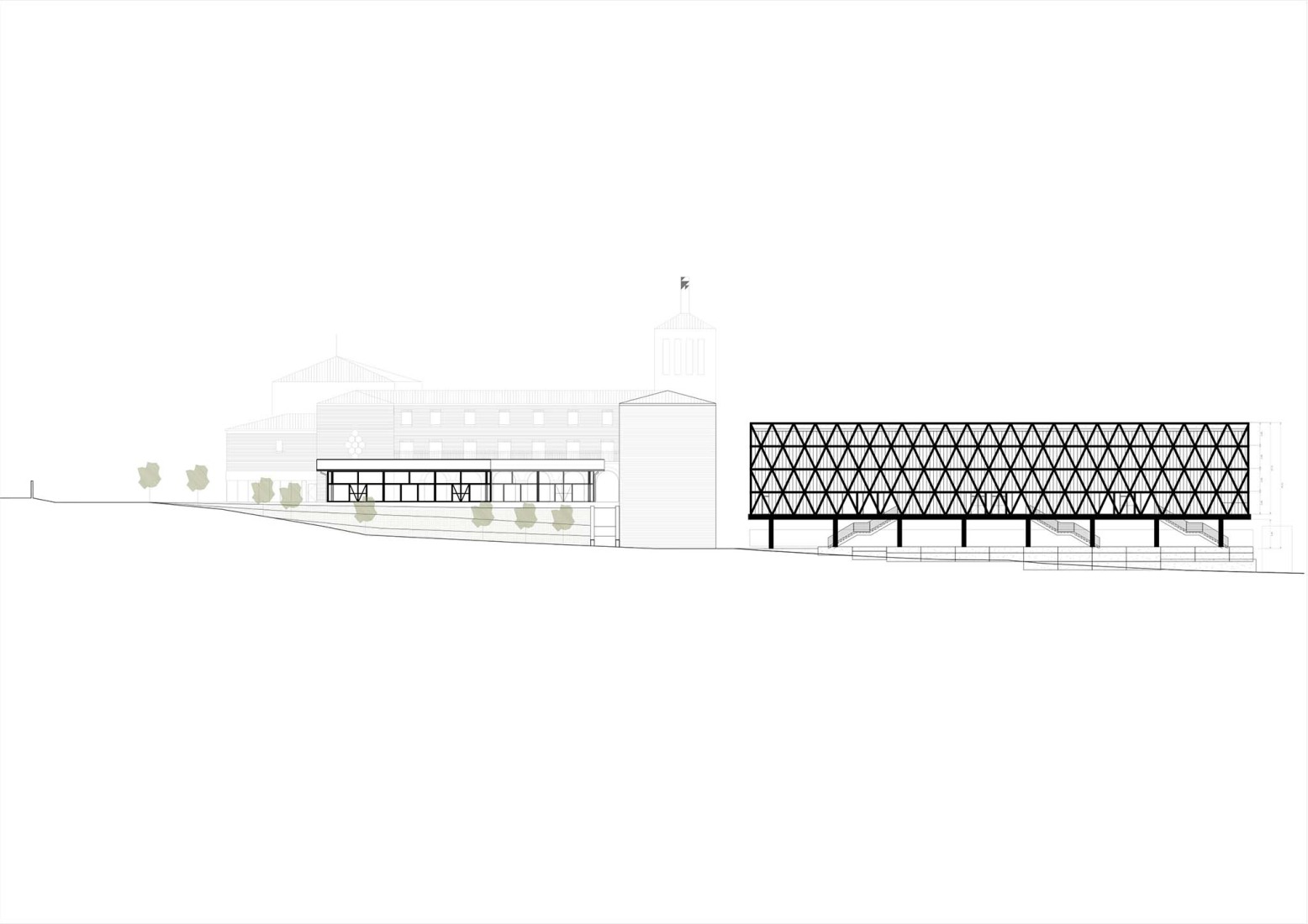 Elevation. Renovation and expansion of the Ideo School by MH10.