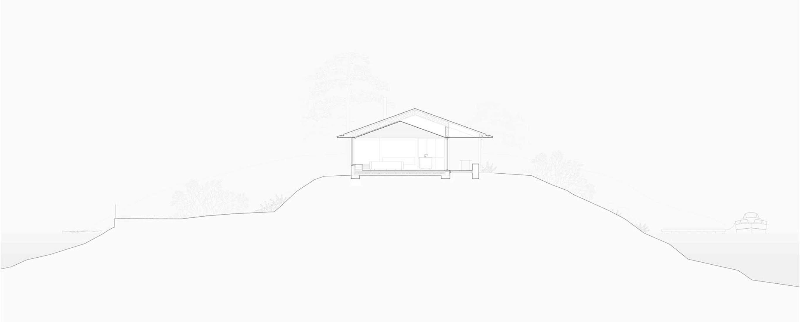Section. Cabin Ostøya by R21 Arkitekter.