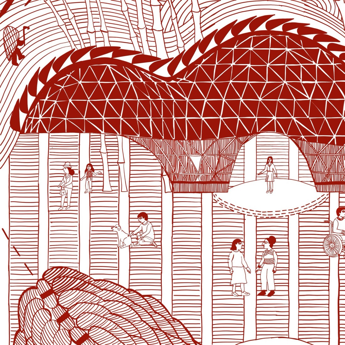 Boceto. El Escudo Pangolín por Studio Saar + Atelier One.