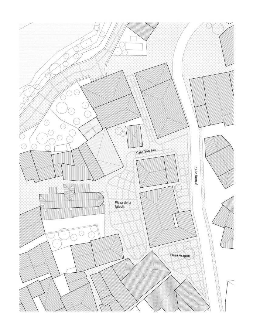 Plano de situación. Hotel en Sigüés por Sebastián Arquitectos. 