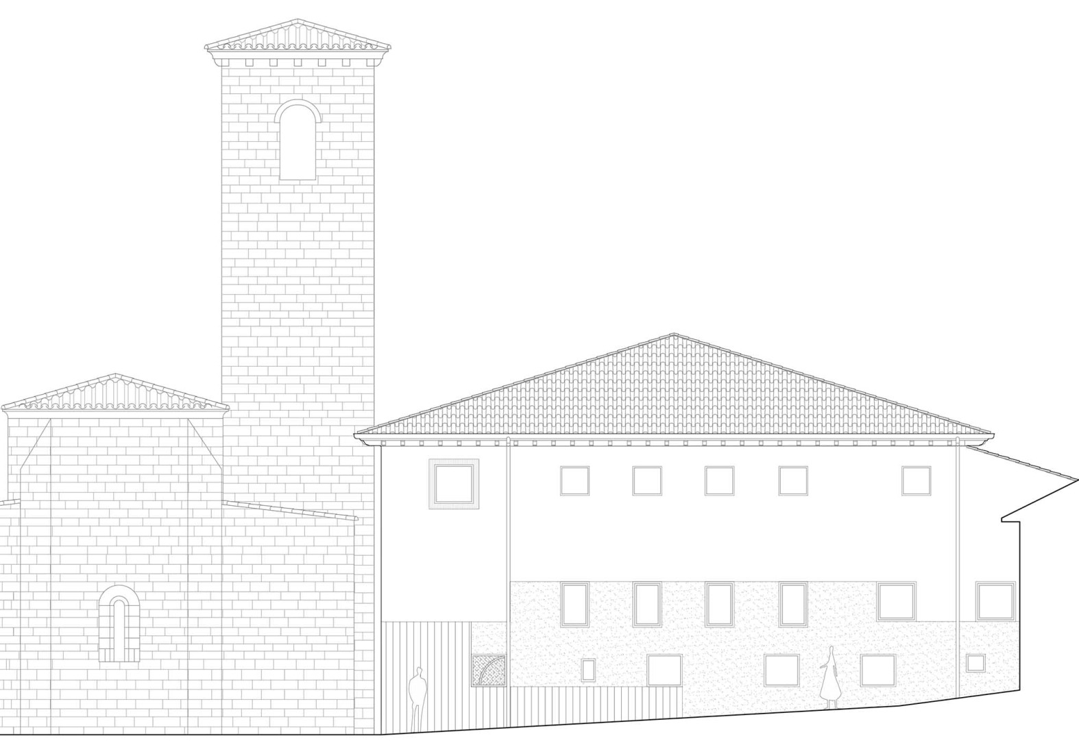 Alzado. Hotel en Sigüés por Sebastián Arquitectos. 