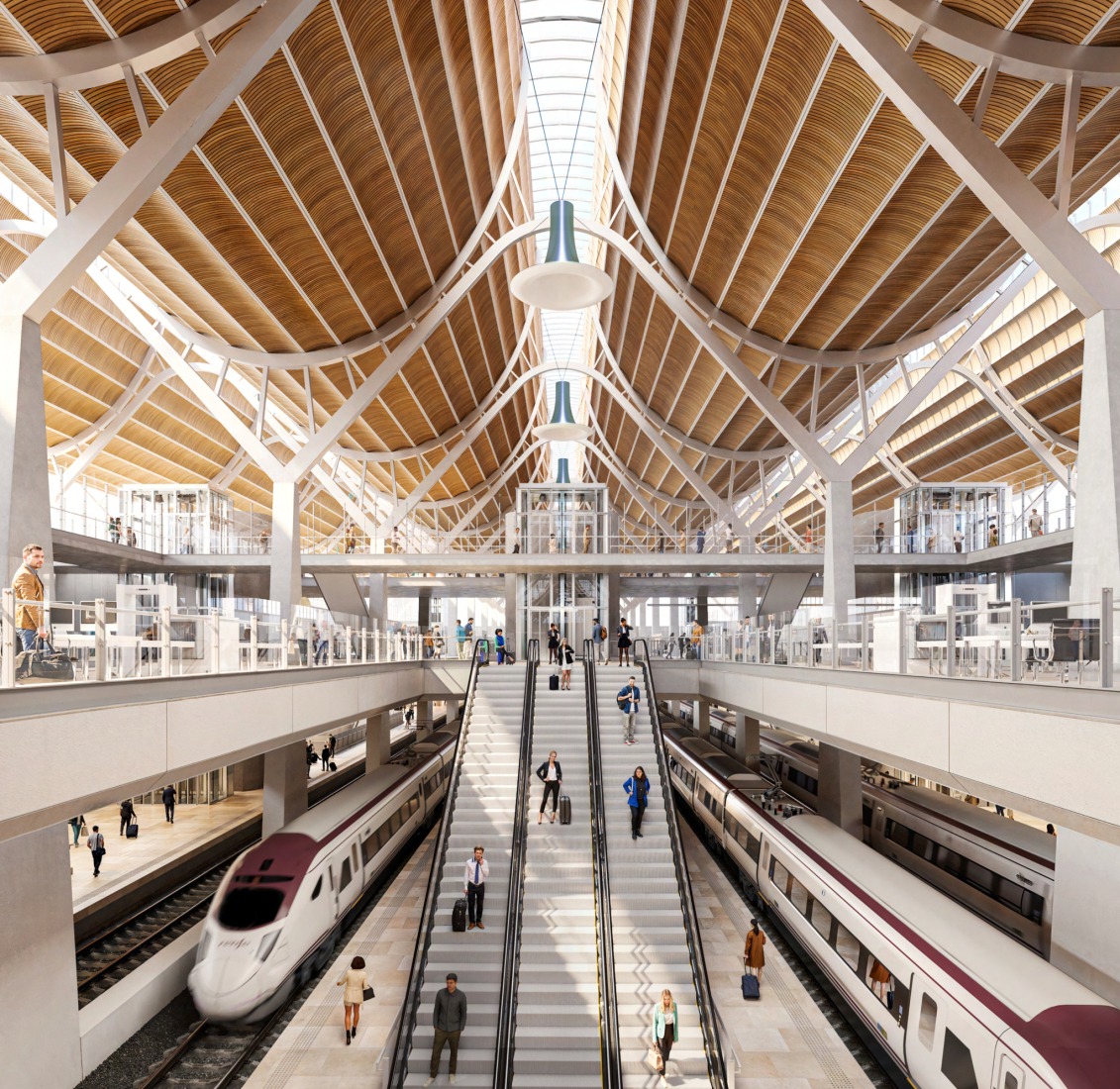 Rendering. New Valencia Central Station by RSHP, ERRE, and Sener.
