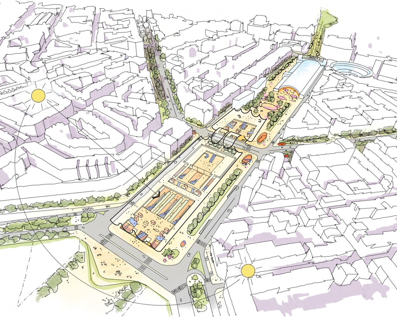 Sketch. New Valencia Central Station by RSHP, ERRE, and Sener.